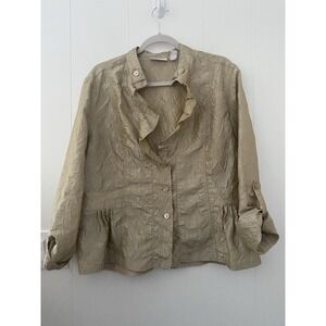 Chico's Jolene Crinkled Lightweight Dressy Jacket Size 3 XL Champagne